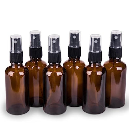 2oz Amber Glass Spray Bottles for Essential Oils, Set of 6 - color: Amber-6 Pack