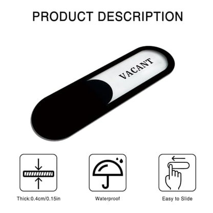 In Use/Vacant Slider Privacy Sign, Acrylic, Black 7.4x2.2in - color: In use or Vacant, size: 1 PCS