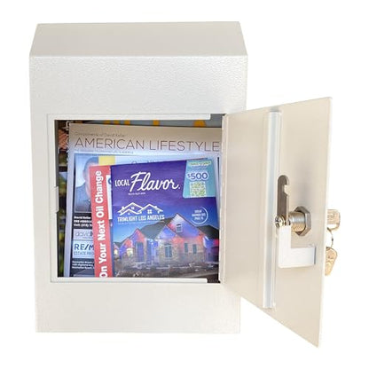 Locking Door Drop Box, Anti-Fishing Mail Slot with Rear Access - color: White, size: Medium