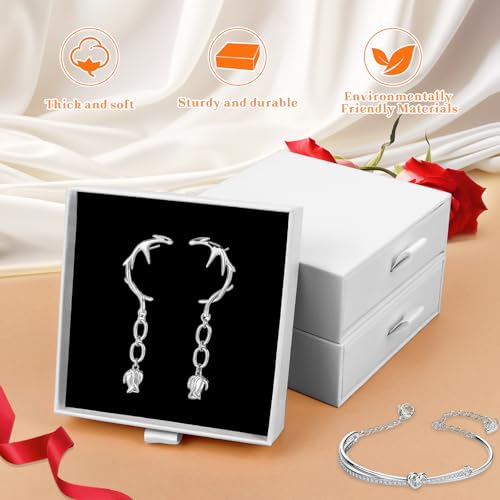 Jewelry Box, 5Pcs Jewelry Boxes for Women 3.5×3.5x1.18 Inch Jewelry Gift Box, Small Jewelry Boxes Necklace Ring Earring Jewelry Box (White) - color: white3