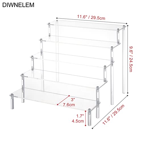 5 Tier Acrylic Risers - Acrylic Display Stands for Countertop Organizer, Collections and Cosmetics (11.6 * 11.8 * 9.6 inch) - color: Clear