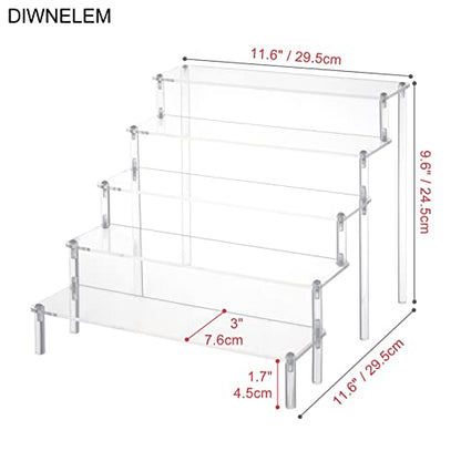 5 Tier Acrylic Risers - Acrylic Display Stands for Countertop Organizer, Collections and Cosmetics (11.6 * 11.8 * 9.6 inch) - color: Clear