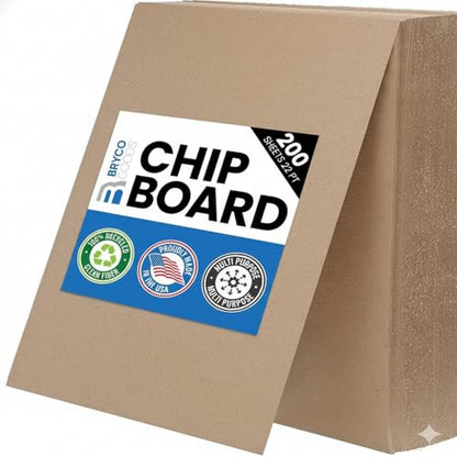 Bryco Goods Chipboard Sheets 8.5" x 11" - 200 Sheets, 22-Point, Made in USA