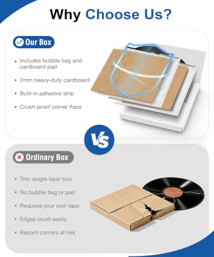 13.2" x 13.2" x 1.3" Corrugated Cardboard Vinyl Record Mailers,8 Pcs
