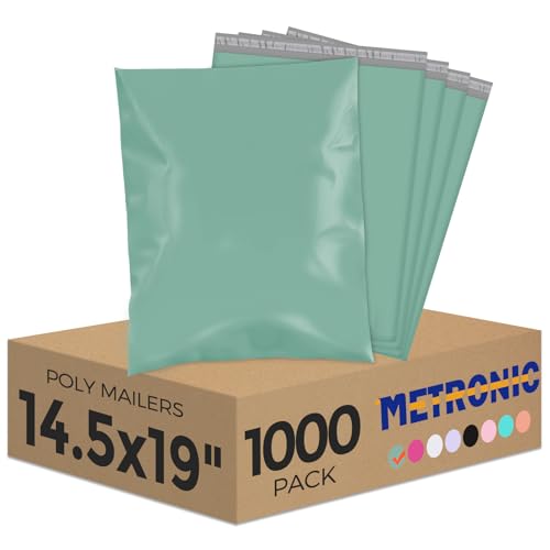 Metronic Poly Mailers 14.5x19 1000PC Large Shipping Bags for Small Business - color: Grayed Jade Green, size: 14.5x19 1000PC