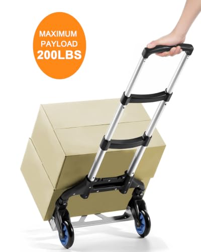 Folding Hand Truck, Dolly Cart with Wheels, Folding Dolly - color: Black Blue