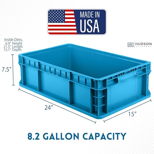 Hudson Exchange 24 x 15 x 7.5" (2 Pack) Straight Wall Handled Storage Container Tote, Blue - color: Blue, size: 2 Pack