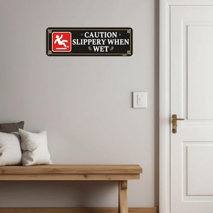 Caution Slippery When Wet Signs With Self-Adhesive Backing