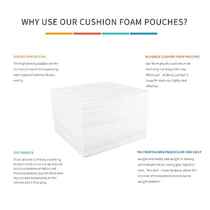Moving Supplies, 14"x14" 50 Pack Cushion Foam Pouches, Packing Supplies for Moving and Storing, Foam pouches for Packing Dishes, Glasses, Cups.
