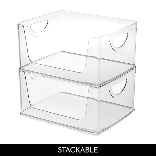 iDesign Stackable Open-Front Storage Bin with Handles, Set of 2, Clear - style: Pack of 2