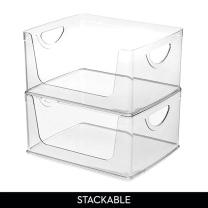 iDesign Stackable Open-Front Storage Bin with Handles, Set of 2, Clear - style: Pack of 2