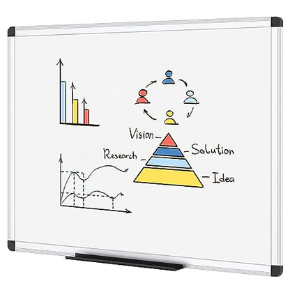 VIZ-PRO Dry Erase Board/Wall Mounted Whiteboard, 36 x 24 Inches - size: 36"W x 24"H