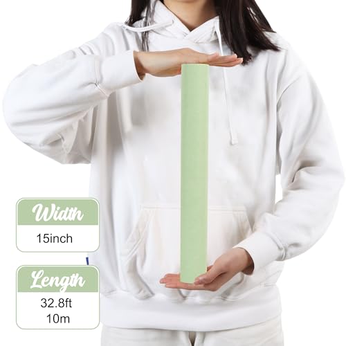 BEISHIDA Sage Green Gift Wrapping Paper Roll, 15in X 32ft Kraft Bulletin Board Paper Gift Wrap for Christmas Mother's Day Valentine's Day Graduation, Flower Wrap - color: sagegreen