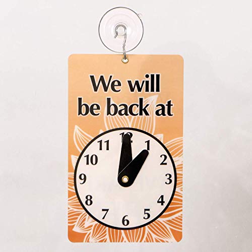 SmartSign “We Will Be Back - Welcome We are Open” Two-Sided Be Back Clock Sign | 7.75" x 4.75" Plastic - color: 4.75" x 7.75"