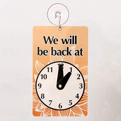 SmartSign “We Will Be Back - Welcome We are Open” Two-Sided Be Back Clock Sign | 7.75" x 4.75" Plastic - color: 4.75" x 7.75"