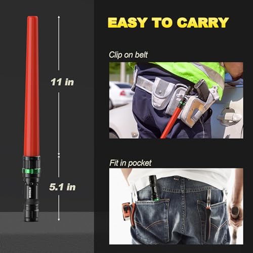 E-riding 4 Pack 16 Inch Traffic Flashlight Wand with 5 Flashing Modes - size: 16 Inch