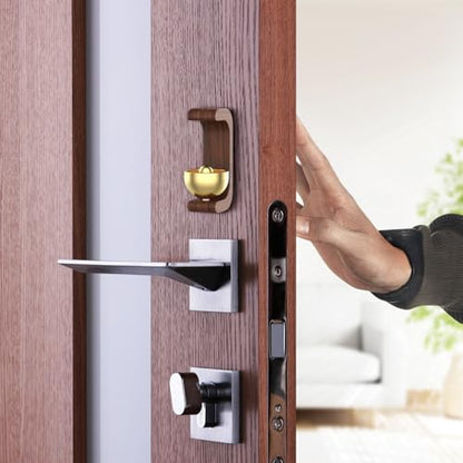 Wooden Door Chime with Brass Bells-Handcrafted Magnetic Shopkeeper's Bell for Entries.No-Tools Installation,Clear Timeless Alert Sound.Suitable for Home,Office,Shop,and Courtyard. (BWalnut)