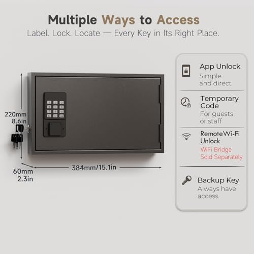 WeHere 30 Key Lock Box Wall Mount, Smart Key Cabinet with Keypad for Office - size: 30-Keys