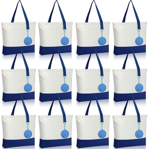 Sanwuta Canvas Tote Bags with Zipper Plush Purse Craft - color: Blue