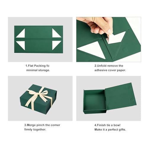 Green Gift Boxes with Lids Pack of 1, 6x6x3 Inch Small Gift Box with Ribbon - color: Green-1P