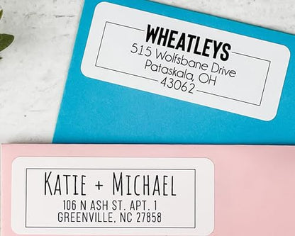 Custom Personalized Return Address Labels 2.6" x 0.75" on Rolls or Sheets (36-500), White, Gold, Silver, or Clear Self-Adhesive Ideal for Special Occasions