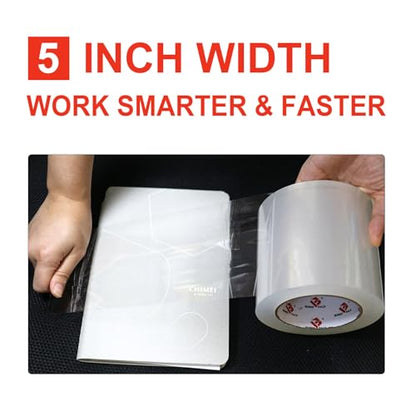 BOMEI PACK Wide Clear Tape 5" Wide, 5 inch x 110 Yards (330ft), Industrial Grade 5 inch Heavy Duty Packing Tape for Box Office Moving, Shipping and Mailing - size: 5 inch x 110 yards