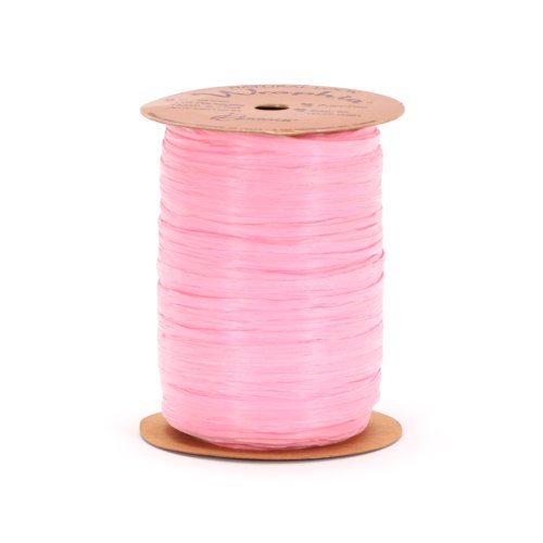 Berwick Craft Matte 1/4'' Wide Raffia Ribbon, Azalea Pink, 100 Yards - color: Azalea, size: 7MM