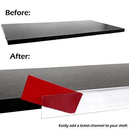 Adhesive Ticket Channel, Gondola & Wood Shelf Stick on Data Label Strip UPC Holder, White, 100 Pack - size: 100 Pack, style: White