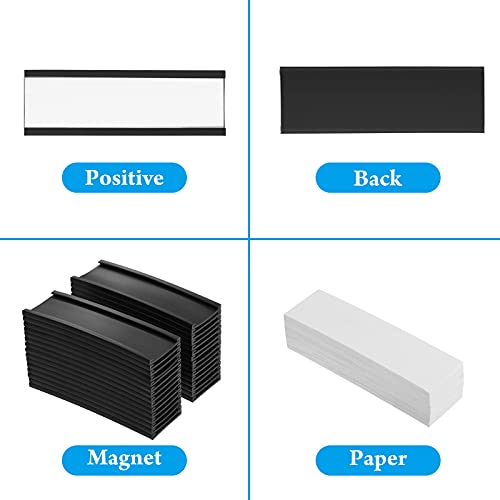 Outus 100 Pcs Channel Magnetic Label Holders for Metal Racks and Shelves - size: 1 x 3 Inch