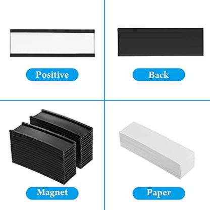 Outus 100 Pcs Channel Magnetic Label Holders for Metal Racks and Shelves - size: 1 x 3 Inch