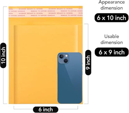 Fuxury Kraft Bubble Mailer 6x10" 9600Pack Usable Size 6x9" Padded Envelopes - color: Yellow, size: 6x10" 9600PC