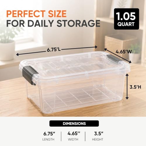 Superio 1.05 Quart Mini Clear Plastic Storage Container with Lid, Stackable Small Organizer Box for Crayons, Art Supplies, Beads, Sewing, Stationery & Food Storage, 2 Pack - size: 1.05 Quart