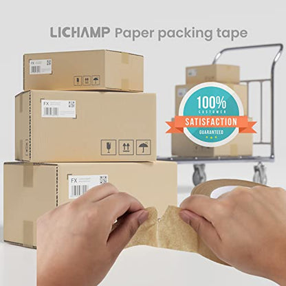 Lichamp Kraft Packing Tape, Brown Kraft Gummed Tape for Packing Boxes, Shipping Cardboard and Carton Sealing, 6 Rolls x 2 inch x 55 Yard x 7 mil, B206BN (Pack of 3) - size: 2 inches (Pack of 3)