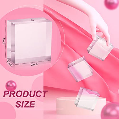 Vicenpal 4 Pieces Acrylic Square Display Block 2 x 2 x 1 Inches