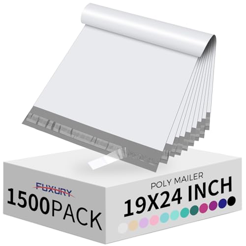 Fuxury Large Poly Mailers 19x24" 1500 Pcs,Shipping Bags for Clothes,White - color: White, size: 19x24" 1500pcs