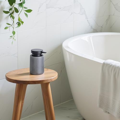 Clasin Home Liquid Soap Dispenser with Easy-to-Press Pump, 10 oz Refillable Hand Soap Dispenser with Extended Spout for Bathroom Kitchen Dish Lotion, Modern Stone Texture (Gray) - color: Gray