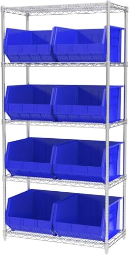 Akro-Mils 30270 AkroBins Plastic Storage Bins, 18"x16"x11", Blue, 3-Pack - color: Blue