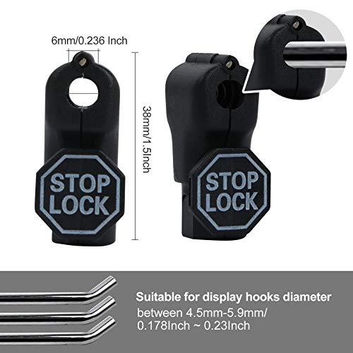 200Pcs Black Peg Hook Security Stop Lock 6mm for 4.5-5.9mm Pegboard - color: Black