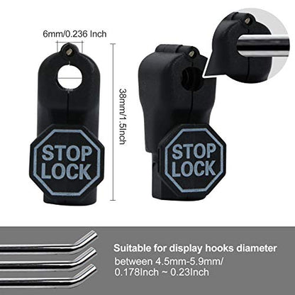 200Pcs Black Peg Hook Security Stop Lock 6mm for 4.5-5.9mm Pegboard - color: Black