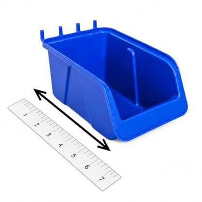 WallPeg Pegboard Bins - 6 Each 7" & 6 Each 5" Organizing Bins Blue - Hooks to Peg Board Panel Organize Hardware Arrange Accessories Workbench Tool Organizer Garage Storage -Made in USA-