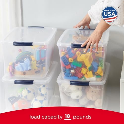 Rubbermaid Cleverstore Clear 32 Qt, 6 Pack Stackable Plastic Storage Bins with Lids, Great for Closet and Laundry Storage, Organizing in the Home - size: 32 Qt – 6 Pack