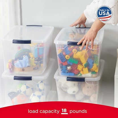 Rubbermaid Cleverstore Clear 32 Qt, 6 Pack Stackable Plastic Storage Bins with Lids, Great for Closet and Laundry Storage, Organizing in the Home - size: 32 Qt – 6 Pack