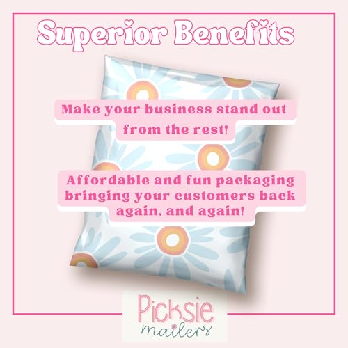 Picksie Mailers- Polymailers 10x13 Cute Boho Poly Bags for Small Business - color: Daisy Dream, size: 10x13