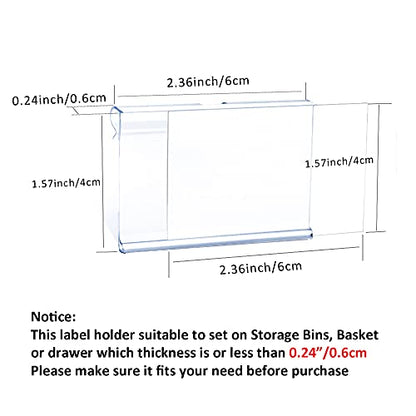 50pcs Labels for Storage Bins Plastic Label Clip, Basket Labels Clip On Wire Shelf Price Label Holder Merchandise Sign Display Holder, 50pcs Label Insert Included (6x4cm) - size: 1.57*2.36 inch