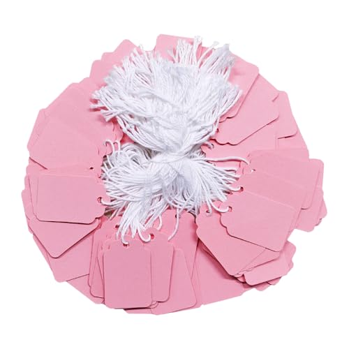 600 Pcs 1.38'' x 0.87'' Pink Blank Jewelry Price Tags with String Attached Retail Paper Gift and Sale Hang Tag Handwritten Price Display Lables for Pricing Clothes Necklace & Merchandise - color: Pink, size: 1.38x0.87 inches-600P