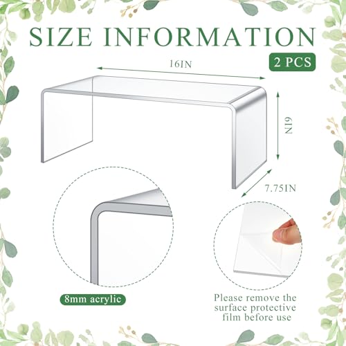 RattanView 2 Pcs 16 Inch Large Clear Acrylic Shelf Riser, 8mm Thick - color: Clear, size: 16 Inch, 8 mm