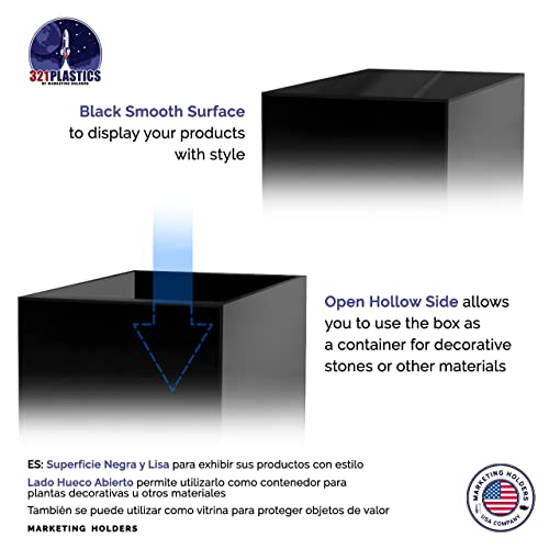 12" x 12" x 24" Acrylic Cube / Display 5 Sided Box Black - color: Glossy Black, size: 12"w x 12"d x 24"h