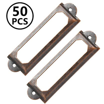 50 PCS Metal Label Holders 60x17mm Red Bronze with Screws - color: Red Bronze, 60x17mm