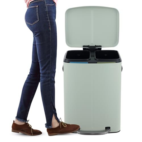 happimess Marco 10.6 Gal Double Bucket Step Trash Can, Pistachio Gelato - color: Pistachio Gelato