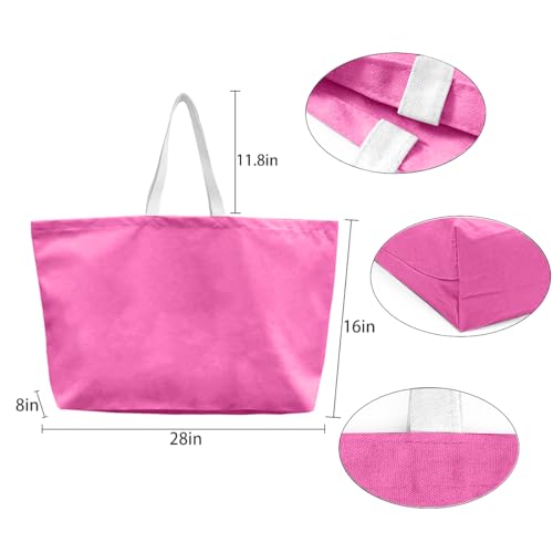 Large Canvas Tote Bag Reusable Extra Big Grocery Bags - color: Pink